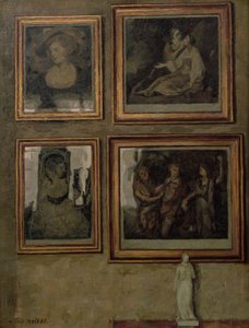 Belső tér festményekkel és egy figurával alkotó: Niels Holsoe