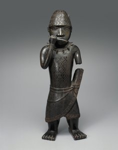 Hornblower figurája, nigériai, 1504-50 körül (rézötvözet)