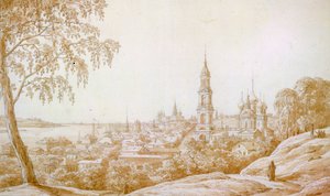Kostroma kilátása, Oroszország, 1838. alkotó: Nikandor Grigorievich Chernetsov
