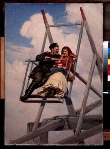 A hintán – Nyikolaj Alekszandrovics Jarosenko (Jarosenko) (1846-1898) festménye, olaj, vászon