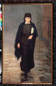 Egy diáklány – Nyikolaj Alekszandrovics Jarosenko (Jarosenko) (1846-1898) festménye, olaj, vászon