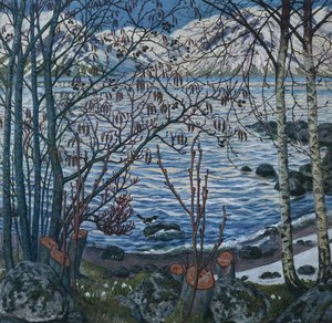 Madár a sziklán (festmény) alkotó: Nikolai Astrup