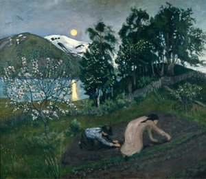 Tavaszi éjszaka a kertben alkotó: Nikolai Astrup