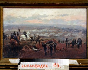 Támadás a zöld dombok ellen - Epizód a krími háborúból (1853-1856) - Nyikolaj Dmitrijevics Dmitriev Orenbourgszkij festménye (Dmitriev-Orenbourgsky vagy Dmitriev Orenburgsky vagy Dmitriev-Orenburgsky) (1837-1898), olaj, fa