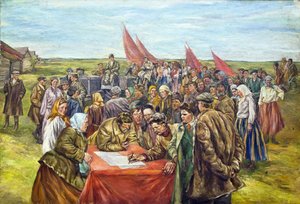 Az államkötvények aláírása, 1930-as évek közepe. alkotó: Nikolai Ivanovich Shestakov