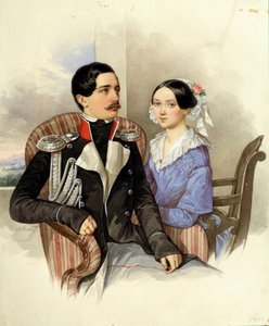 Jakov Karlovics Sievers gróf (1818-1865) és Vera Mihajlovna grófnő (1818-1865) portréja – N. M. Alekszejev (1800-1850) alkotása alkotó: Nikolai Mikhailovich Alexeyev