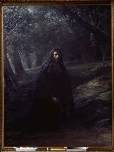 "Krisztus az olajfák kertjében" Jézus az Olajfák hegyén (vagy Gecsemáni hegyén), amely Jeruzsálemet uralom, eltávolodik az alvó tanítványoktól, hogy imádkozzanak, mielőtt letartóztatják. Nyikolaj Nyikolajevics Ge (meleg) festménye (1831-1894) 1869-1880 Sta