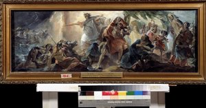 A zsidók átkelnek a Vörös-tengeren (The Israelites crossing of the Red Sea). Nyikolaj Nyikolajevics Ge (meleg) (1831-1894) festménye, olaj, vászon, orosz művészet. Állami Művészeti Múzeum, Kharkiv (Ukrajna).