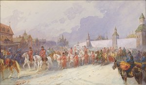 Kucsum kán elfogott családjának belépése Moszkvába. 1599, 1891.