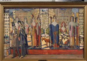 A párizsi kirakatok (párizsi kirakatok) – Nyikolaj Pavlovics Uljanov (Ulianov) (1875-1949) festménye, olaj, vászon
