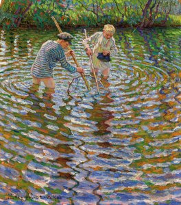 Fiatal fiúk rákot horgásznak alkotó: Nikolai Petrovich Bogdanov Belsky