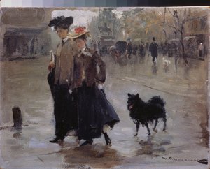 Séta – Nyikolaj Kornyilovics Pimonenko (1862-1912) festménye, olaj, vászon