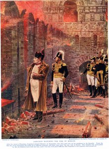 Napóleon a moszkvai tüzet nézi, illusztráció a Hutchinson nemzetek története című művéből, 1910 körül alkotó: Nikolai Stepanovich Vereshchagin