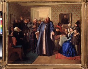 Protodeacon a kereskedő névnapi lakomán. Nyikolaj Vasziljevics Nevrev (1830-1904) festménye, olaj, vászon, 1860 körül. 19. századi orosz művészet. Állami Tretyakov Galéria, Moszkva