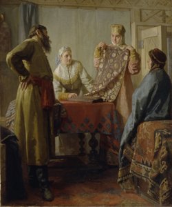 Jelenet a 17. század hétköznapjaiból, a 19. század közepe. alkotó: Nikolai Vasilyevich Nevrev