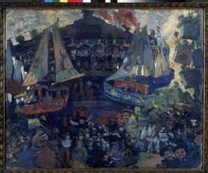 Kezelni (körhinta). Nyikolaj Nyikolajevics Sapunov (Szapounov) (1880-1912) munkája, tempera kartonon