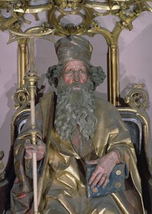 Isenheim oltárkép, Szent Antal remete Szent Antal részlete, 1490 körüli aranyfesték fára