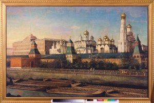 Kilátás a moszkvai Kremlre. Nyikolaj Ivanovics Podklicsnyikov (1813-1877) festménye, olaj, vászon. 19. századi orosz művészet. Állami Egyesült Múzeumi Központ a Kremlben, Moszkva. alkotó: Nikolay Ivanovich Podklyuchnikov