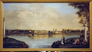 Kilátás a Kuskovo-palotára (Moszkva, Oroszország). Nyikolaj Ivanovics Podklicsnyikov (1813-1877) festménye, olaj, vászon alkotó: Nikolay Ivanovich Podklyuchnikov