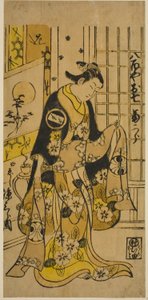 I. Segawa Kikujiro színész Oshichi szerepében a Shochikubai Kongen Soga című darabban, amelyet az Ichimura Színházban mutattak be 1732 harmadik hónapjában.