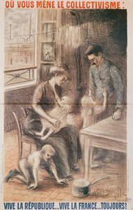 Egy gyári munkásház, választási plakát, 1909-es színes litó