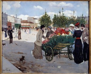 Virágüzlet a párizsi Boulevard Rochechouartban (Marche de la Madeleine). Norbert Goeneutte (1854-1894) festménye