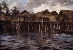 Motu falu a tengerből (színes litó) alkotó: Norman Hardy