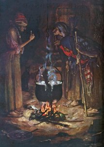 A furcsa nővérek. Macbeth - IV. felvonás, 1. jelenet (színes litográfia) alkotó: Norman Mills (after) Price