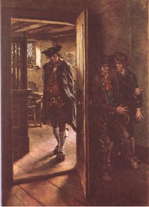 Mindkettőnket a nyitott ajtó rejtett el, a Treasure Islandről, amelyet MacDonald adott ki 1947 (színes litho)