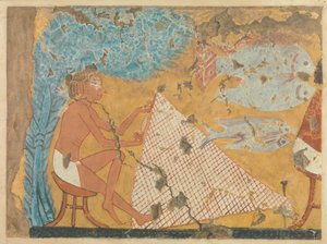 Hálót készítő ember, Ipuy sírja, ie 1295–1213 körül (tempera papíron) alkotó: Norman de Garis Davies