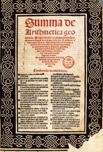 "Összefoglaló aritmetika", Luca Pacioli alkotó: Northern Italian School