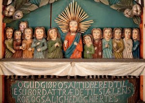 Utolsó vacsora, az oltárkép részlete (festett fa) alkotó: Norwegian School