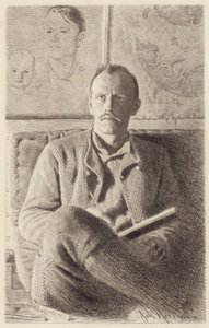 Fridtjof Nansen portréja (rézkarc) alkotó: Norwegian School