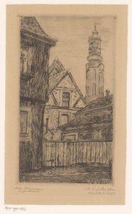 Városkép a weimari toronnyal Alt Weimar (cím az objektumon) alkotó: Octavia Cornelia Suzanna Hofstede de Groot (signed by artist)