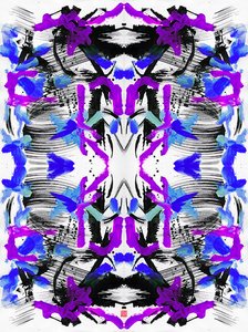 Zen Ink Blue Lila virágmintás, 2023 (akril papíron, digitális) alkotó: Odilia W. Y. Fu