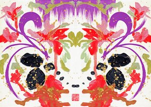 Zen Orange Purple Flowers 2, 2021 (akril, vászon, digitális) alkotó: Odilia W. Y. Fu