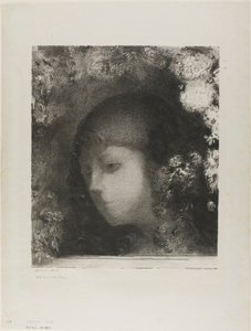 Gyermekfej virágokkal alkotó: Odilon Redon