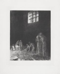 Síró és imádkozó emberek árnyékában... alkotó: Odilon Redon