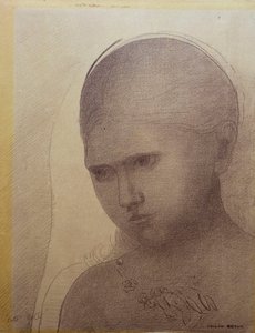 Nő háromnegyed profilból balról alkotó: Odilon Redon