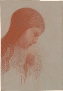 Egy fiatal lány feje profilból alkotó: Odilon Redon