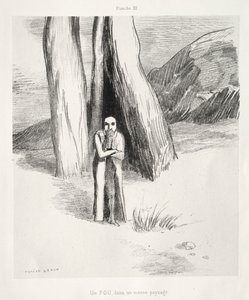 Hódolat Goya előtt: Egy őrült szomorú tájon, 1885. alkotó: Odilon Redon