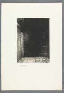 Je vis une lueur large et pâle La Maison Hautée, 6 litográfia címlapja A kísértetház, La Maison Hantée, illusztrációk Bulwer-Lytton szövegéhez, francia nyelvre fordította René Philipon, (sorozat címe) alkotó: Odilon Redon