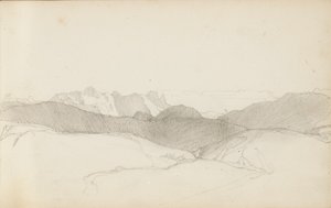 Oldal egy vázlatfüzetből, "Baszkföld", 1862-63 alkotó: Odilon Redon