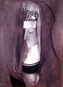 Egy breton nő profilja (olaj, tábla) alkotó: Odilon Redon