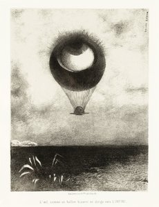 Illusztrációsorozat Edgar Poe-hoz: "A szem, mint egy furcsa léggömb, a végtelen felé emelkedik" Litográfia, Odilon Redon (1840-1916) alkotó: Odilon Redon
