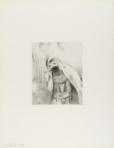 Szivacsot húz a kebléből, tökéletesen fekete, és csókkal borítja, 8/24. alkotó: Odilon Redon