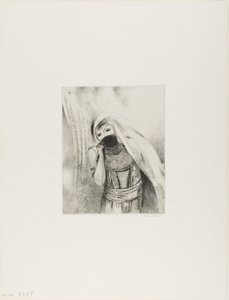 Szivacsot húz a kebléből, tökéletesen fekete, és csókkal borítja, 8/24. alkotó: Odilon Redon