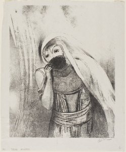 Tökéletesen feketét szivacsot húz a kebléből, és csókkal borítja, 24/8. tábla alkotó: Odilon Redon