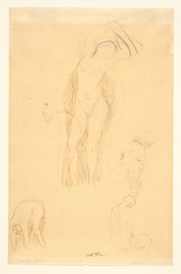 Blatt mit Studien (Nu et Profil Barbu oder Feuille d