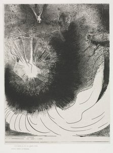 Szent János apokalipszise: És lehullott egy nagy csillag a mennyből, égve..., 1899. alkotó: Odilon Redon